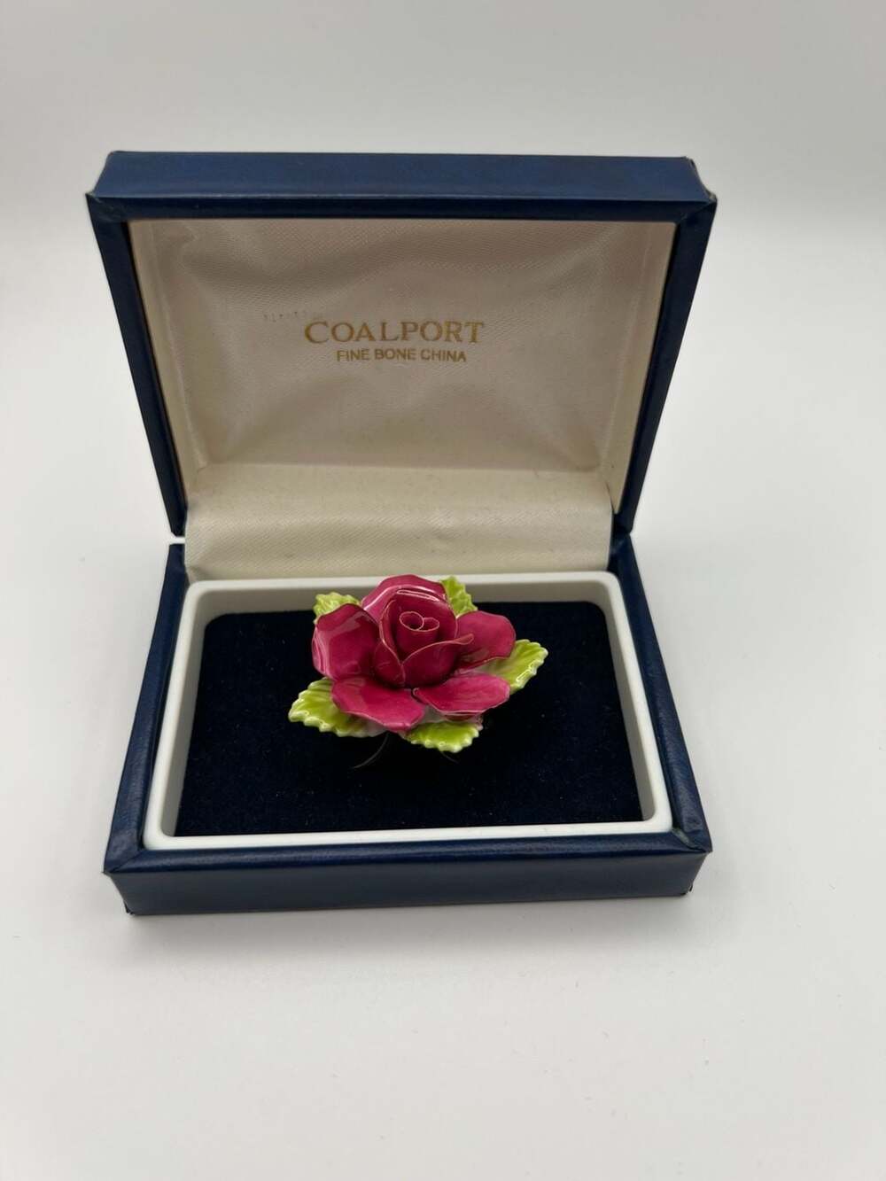 Coalport Fine Bone China Rose Brooch in Original Box